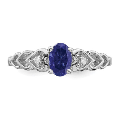 Sterlingsilber Rhodiniert Erzeugt Saphir & Diamant. Ring
