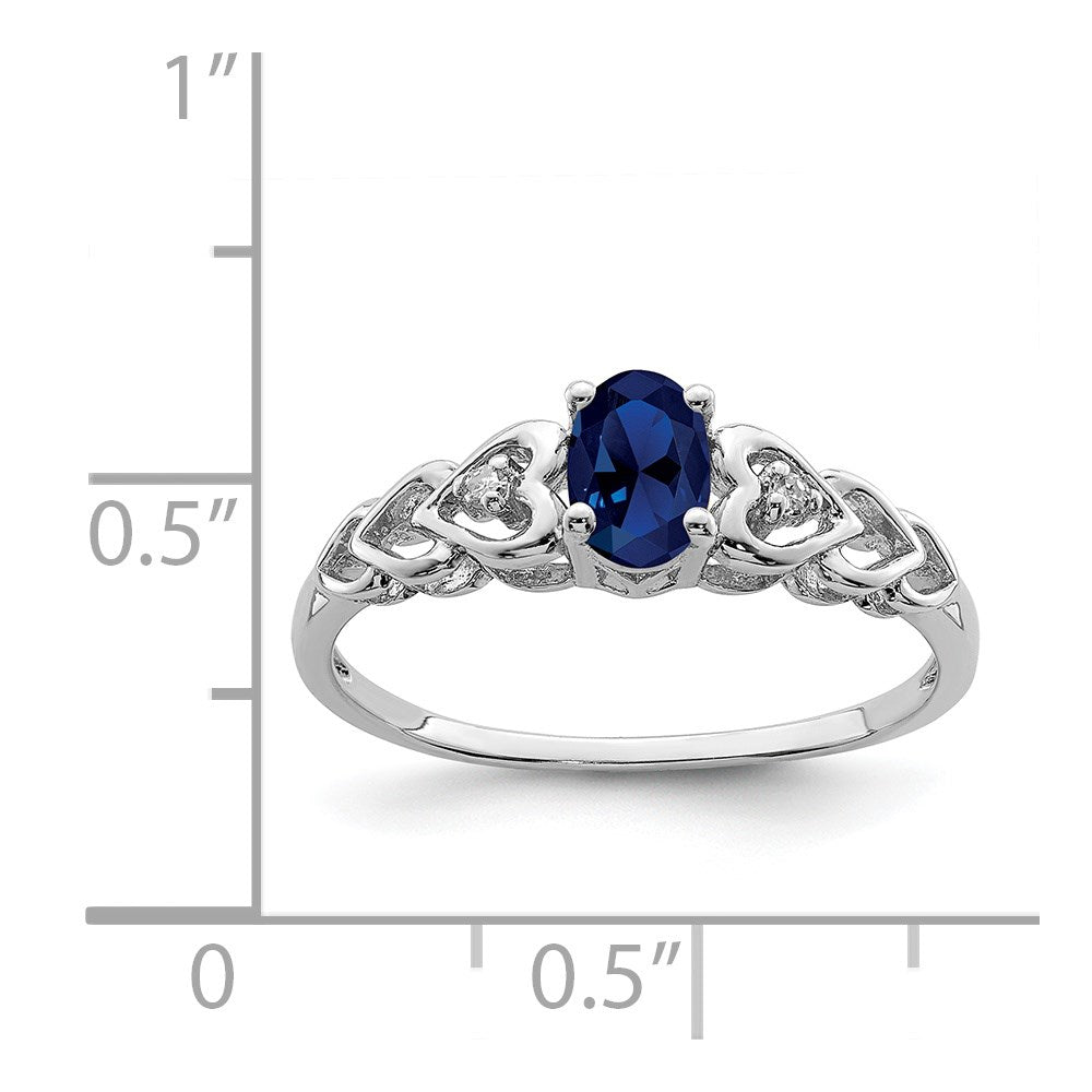 Sterlingsilber Rhodiniert Erzeugt Saphir & Diamant. Ring