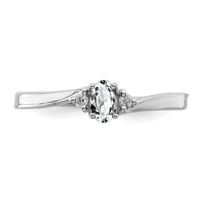 Sterlingsilber Rhodiniert Zirkonia & Diamant Geburtsstein Ring