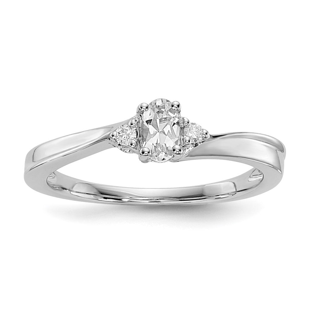 Sterlingsilber Rhodiniert Zirkonia & Diamant Geburtsstein Ring