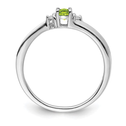 Sterlingsilber Rhodiniert Peridot & Diamant Geburtsstein Ring