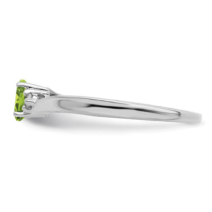 Sterlingsilber Rhodiniert Peridot & Diamant Geburtsstein Ring
