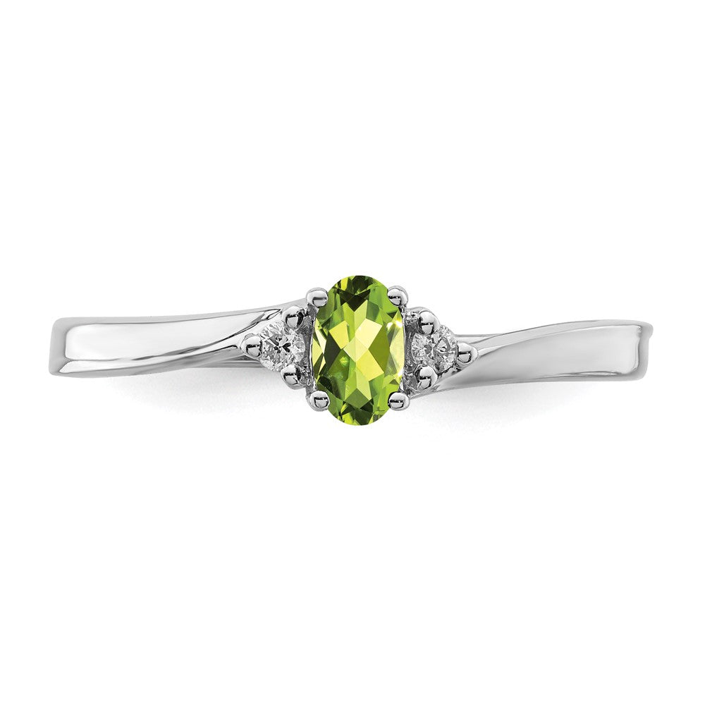 Sterlingsilber Rhodiniert Peridot & Diamant Geburtsstein Ring