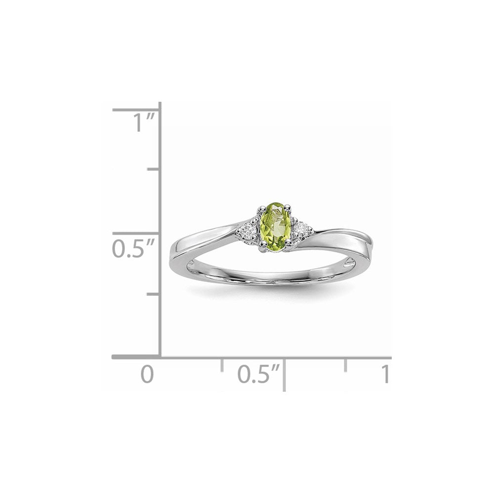 Sterlingsilber Rhodiniert Peridot & Diamant Geburtsstein Ring