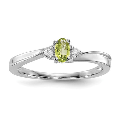 Sterlingsilber Rhodiniert Peridot & Diamant Geburtsstein Ring