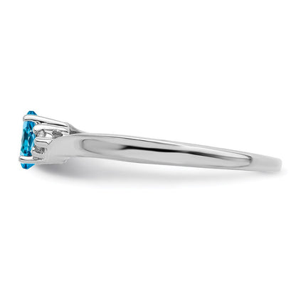 Sterlingsilber Rhodiniert Blautopas /diamond Geburtsstein Ring