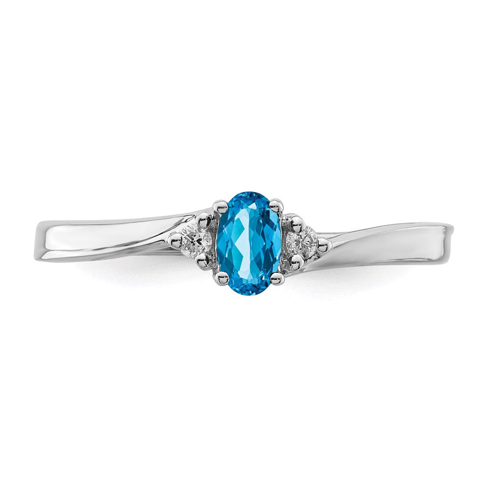 Sterlingsilber Rhodiniert Blautopas /diamond Geburtsstein Ring