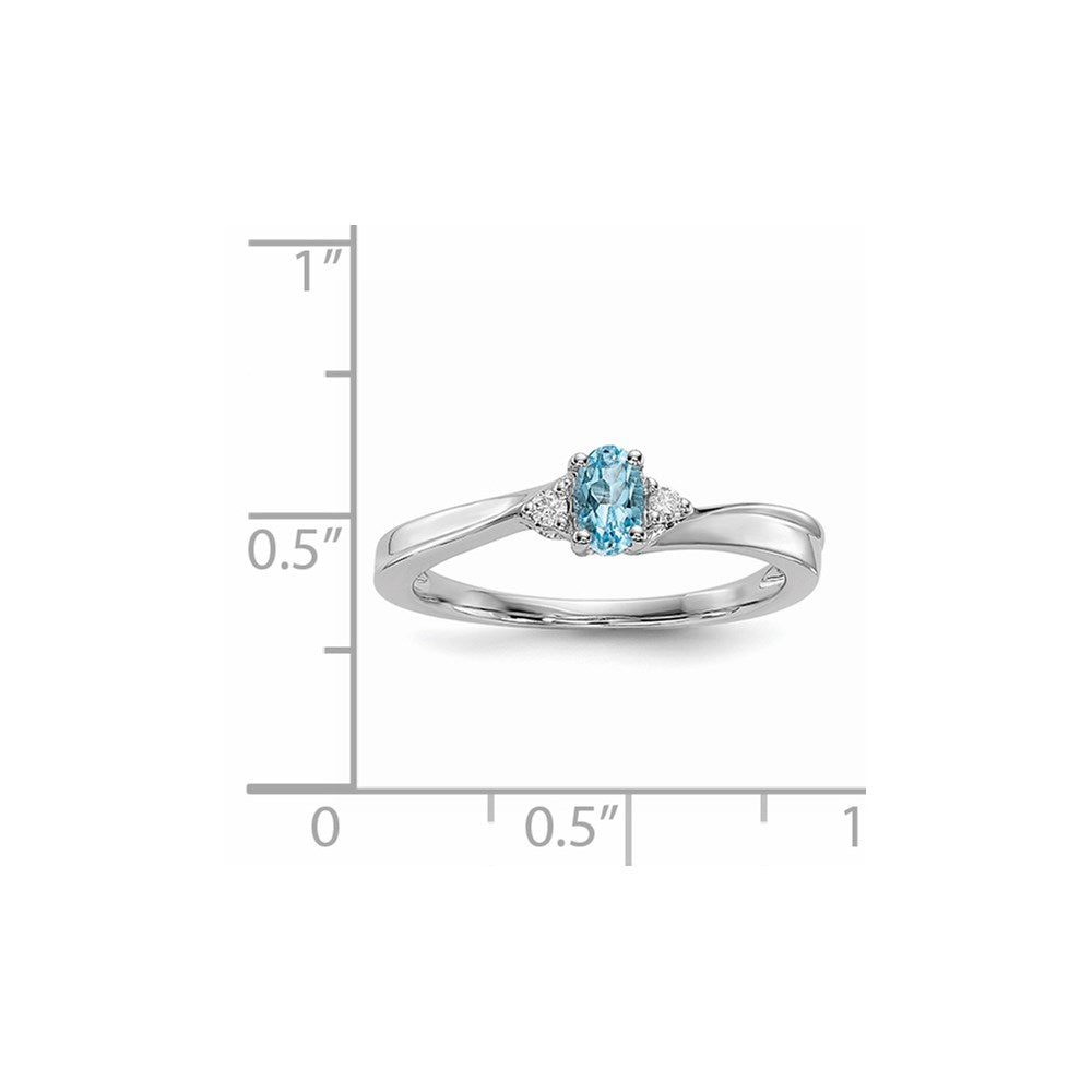 Sterlingsilber Rhodiniert Blautopas /diamond Geburtsstein Ring