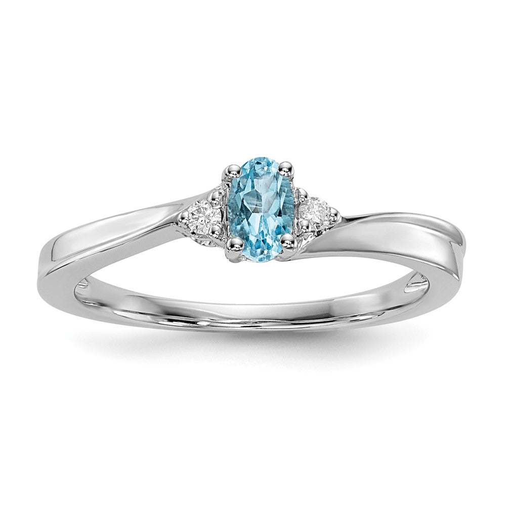Sterlingsilber Rhodiniert Blautopas /diamond Geburtsstein Ring