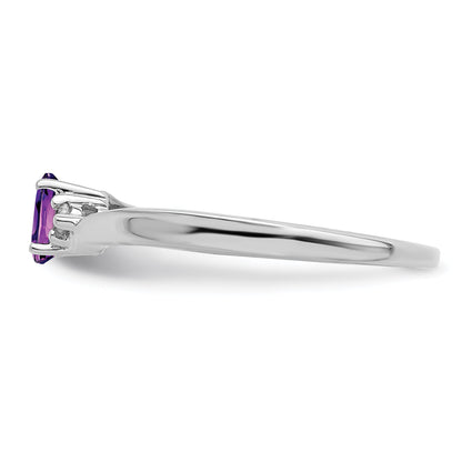 Sterlingsilber Rhodiniert Amethyst/diamond Geburtsstein Ring