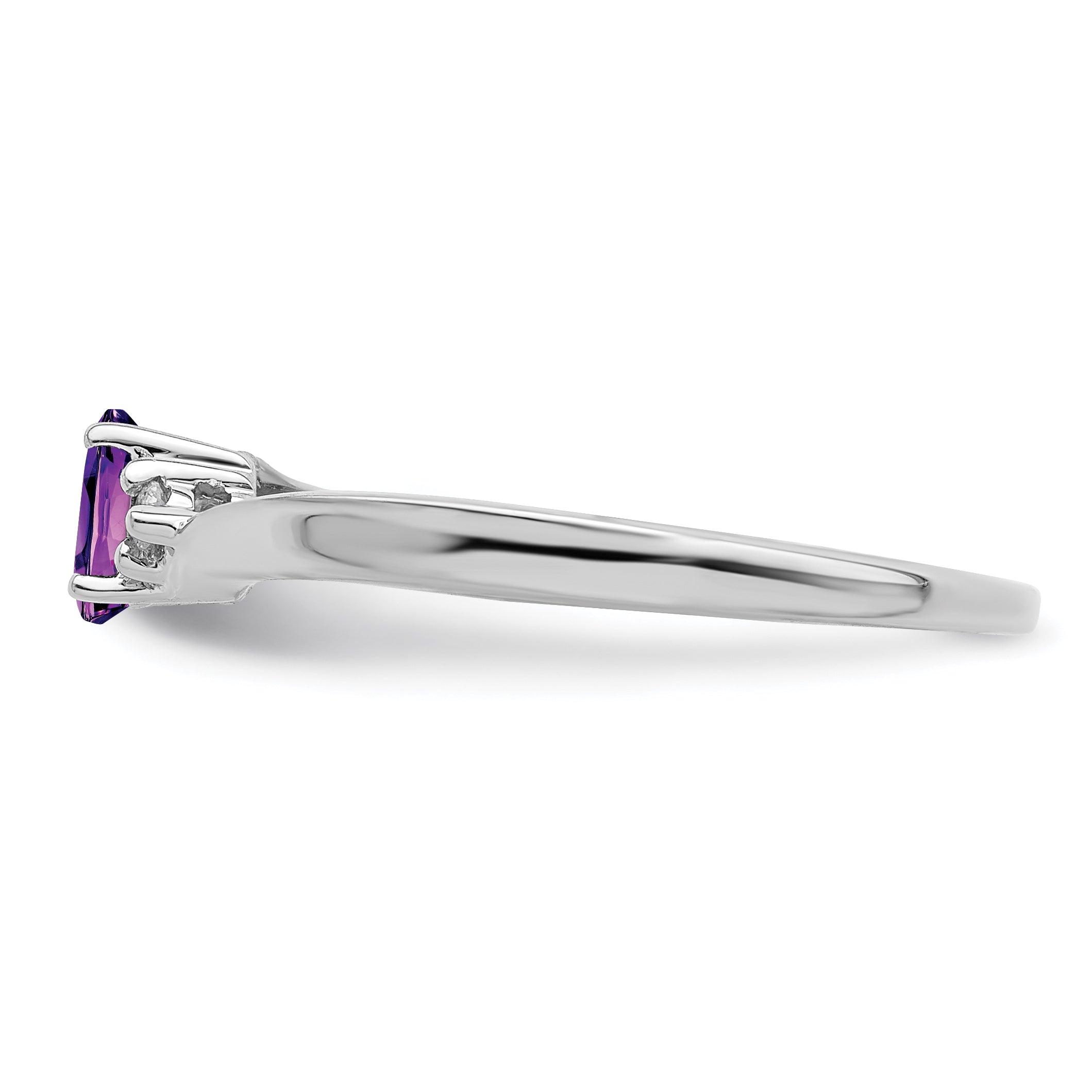 Sterlingsilber Rhodiniert Amethyst/diamond Geburtsstein Ring