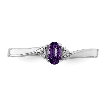 Sterlingsilber Rhodiniert Amethyst/diamond Geburtsstein Ring