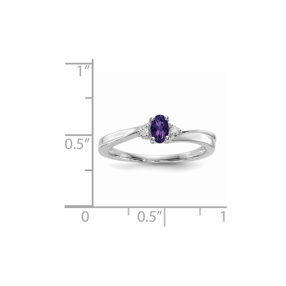 Sterlingsilber Rhodiniert Amethyst/diamond Geburtsstein Ring