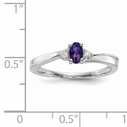 Sterlingsilber Rhodiniert Amethyst/diamond Geburtsstein Ring