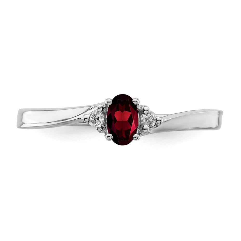 Sterlingsilber Rhodiniert Granat/diamond Geburtsstein Ring