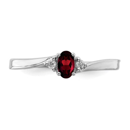 Sterlingsilber Rhodiniert Granat/diamond Geburtsstein Ring