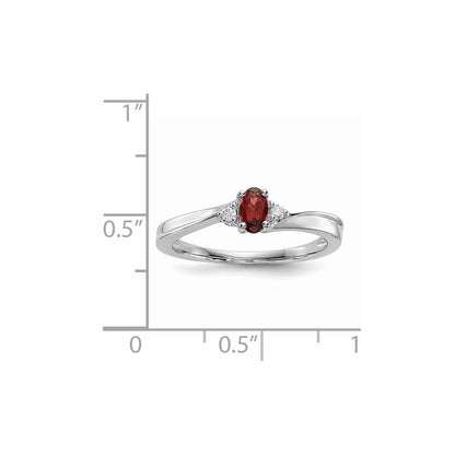 Sterlingsilber Rhodiniert Granat/diamond Geburtsstein Ring