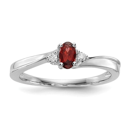 Sterlingsilber Rhodiniert Granat/diamond Geburtsstein Ring