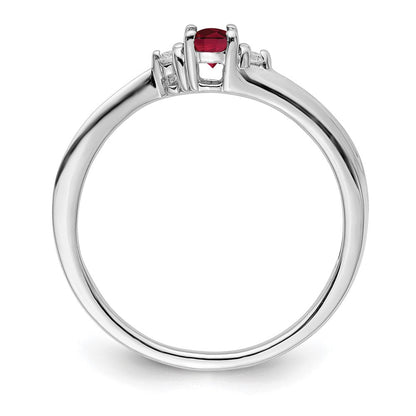 Sterlingsilber Rhodiniert Erzeugt Rubin/diamond Geburtsstein Ring