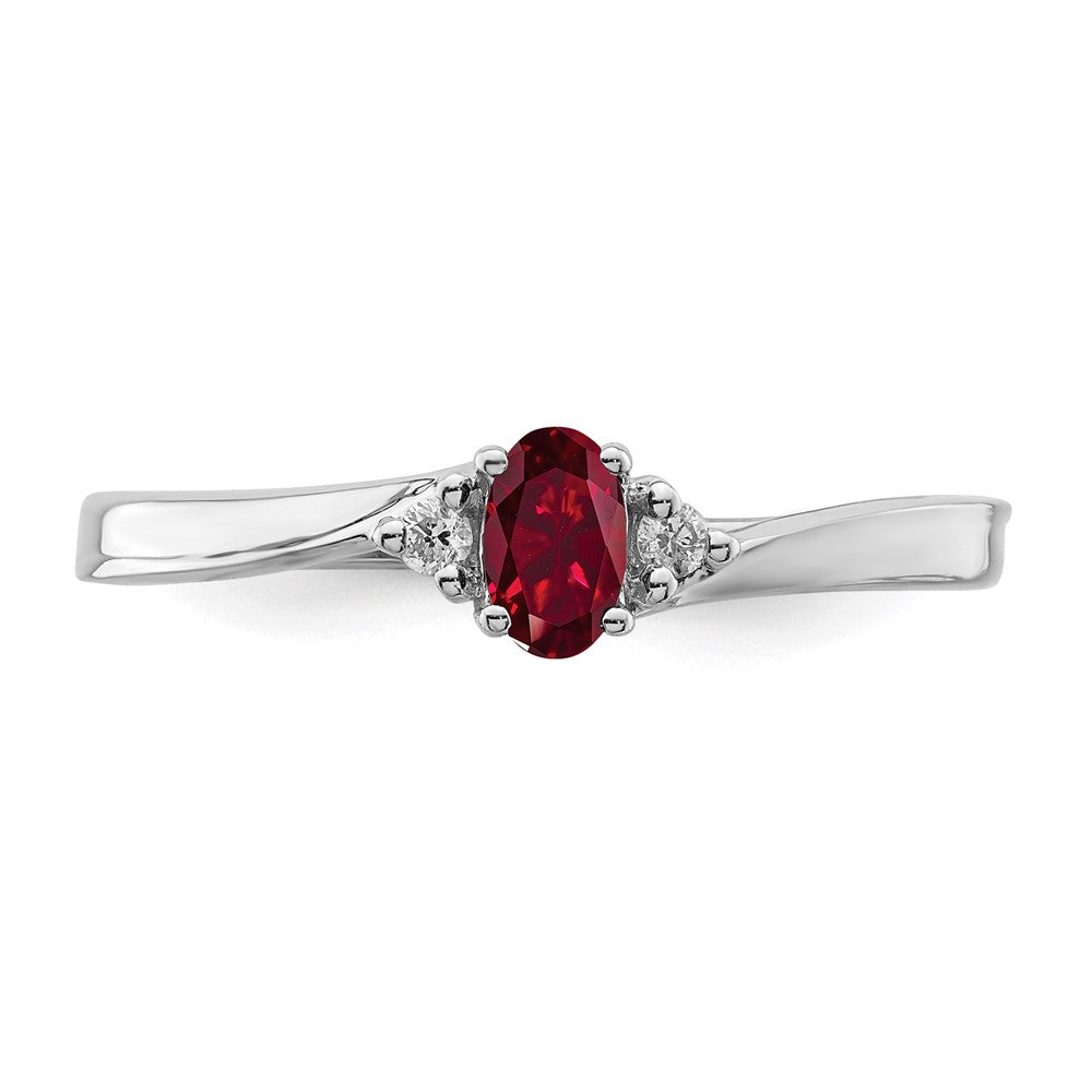 Sterlingsilber Rhodiniert Erzeugt Rubin/diamond Geburtsstein Ring