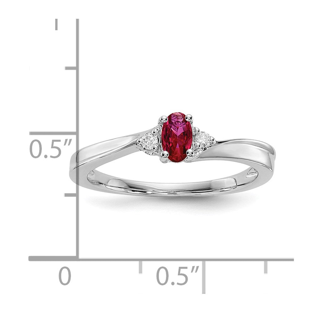 Sterlingsilber Rhodiniert Erzeugt Rubin/diamond Geburtsstein Ring