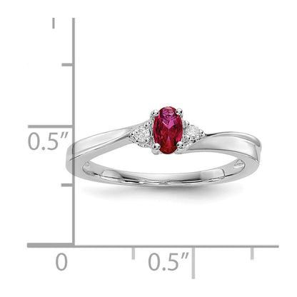 Sterlingsilber Rhodiniert Erzeugt Rubin/diamond Geburtsstein Ring