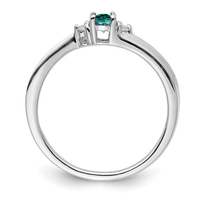 Sterlingsilber Rhodiniert Erzeugt Alexandrite/diamond Geburtsstein Ring