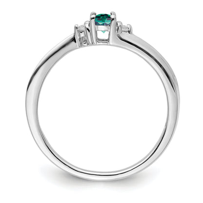Sterlingsilber Rhodiniert Erzeugt Alexandrite/diamond Geburtsstein Ring