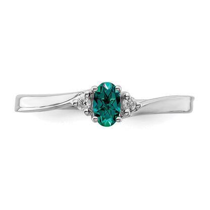 Sterlingsilber Rhodiniert Erzeugt Alexandrite/diamond Geburtsstein Ring