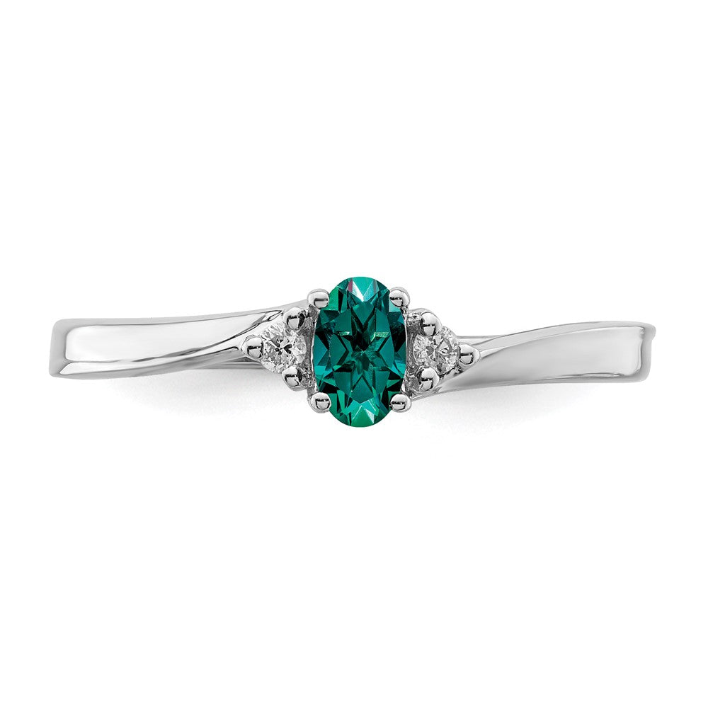 Sterlingsilber Rhodiniert Erzeugt Alexandrite/diamond Geburtsstein Ring