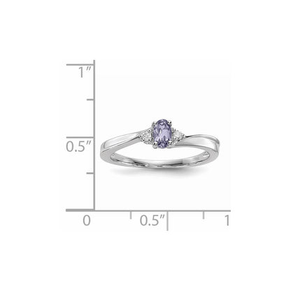 Sterlingsilber Rhodiniert Erzeugt Alexandrite/diamond Geburtsstein Ring
