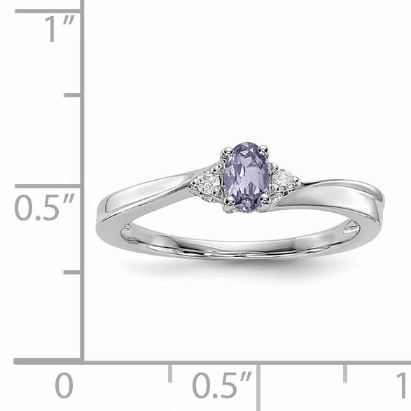 Sterlingsilber Rhodiniert Erzeugt Alexandrite/diamond Geburtsstein Ring