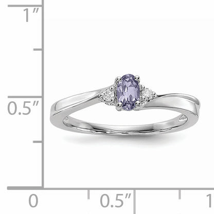 Sterlingsilber Rhodiniert Erzeugt Alexandrite/diamond Geburtsstein Ring