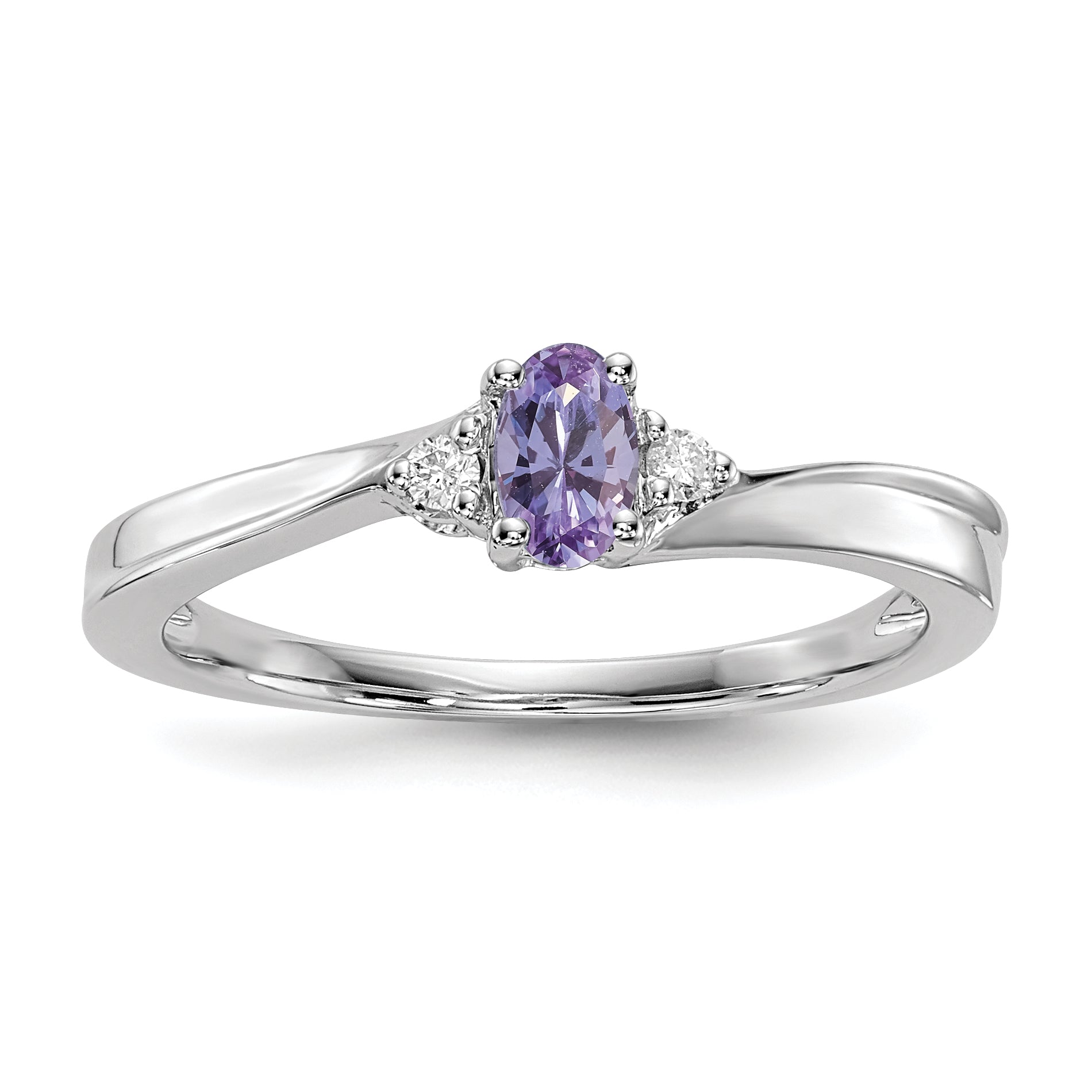 Sterlingsilber Rhodiniert Erzeugt Alexandrite/diamond Geburtsstein Ring