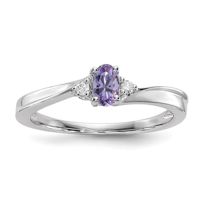 Sterlingsilber Rhodiniert Erzeugt Alexandrite/diamond Geburtsstein Ring