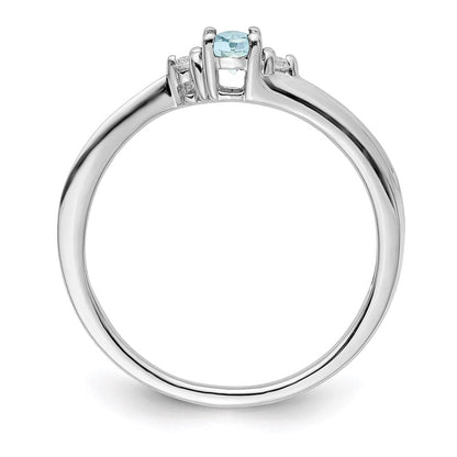 Sterlingsilber Rhodiniert Aquamarin/diamond Geburtsstein Ring