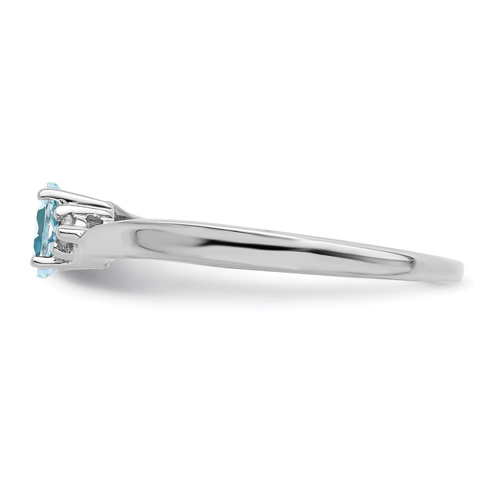 Sterlingsilber Rhodiniert Aquamarin/diamond Geburtsstein Ring