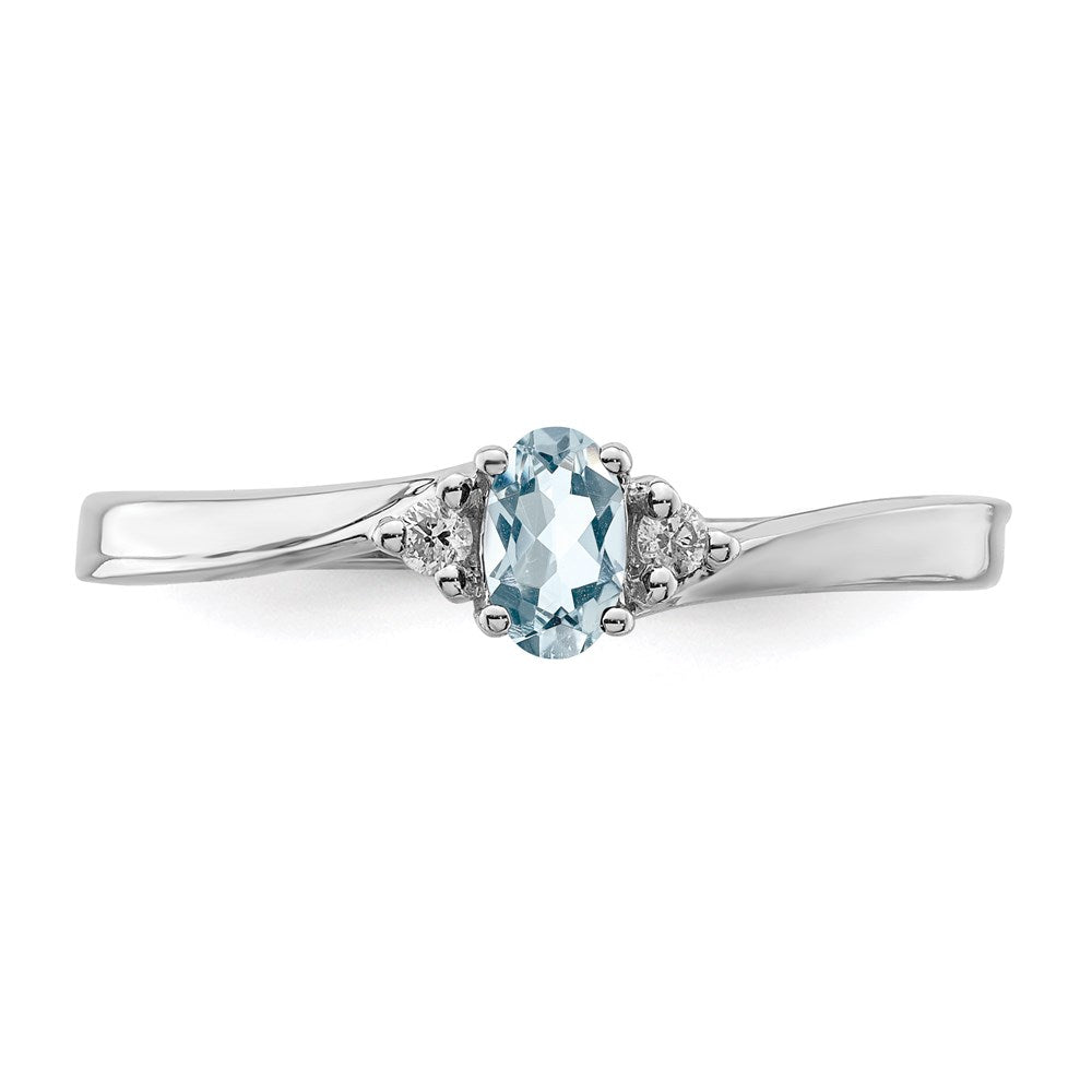 Sterlingsilber Rhodiniert Aquamarin/diamond Geburtsstein Ring