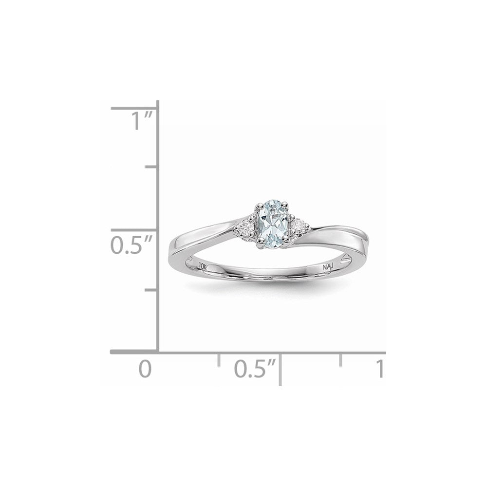 Sterlingsilber Rhodiniert Aquamarin/diamond Geburtsstein Ring