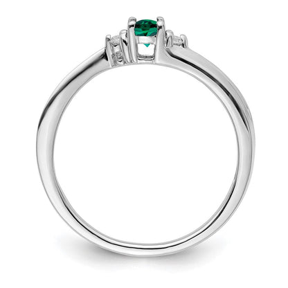 Sterlingsilber Rhodiniert Erzeugt Smaragd/diamond Geburtsstein Ring