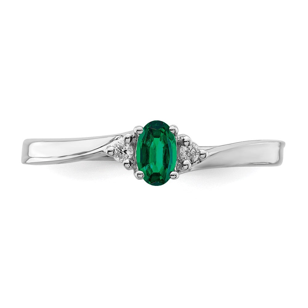 Sterlingsilber Rhodiniert Erzeugt Smaragd/diamond Geburtsstein Ring