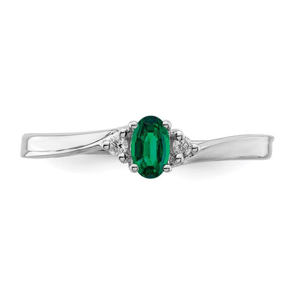 Sterlingsilber Rhodiniert Erzeugt Smaragd/diamond Geburtsstein Ring