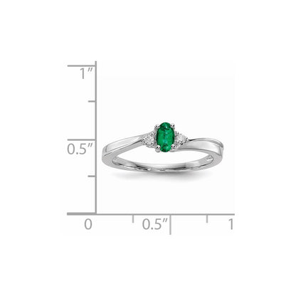 Sterlingsilber Rhodiniert Erzeugt Smaragd/diamond Geburtsstein Ring