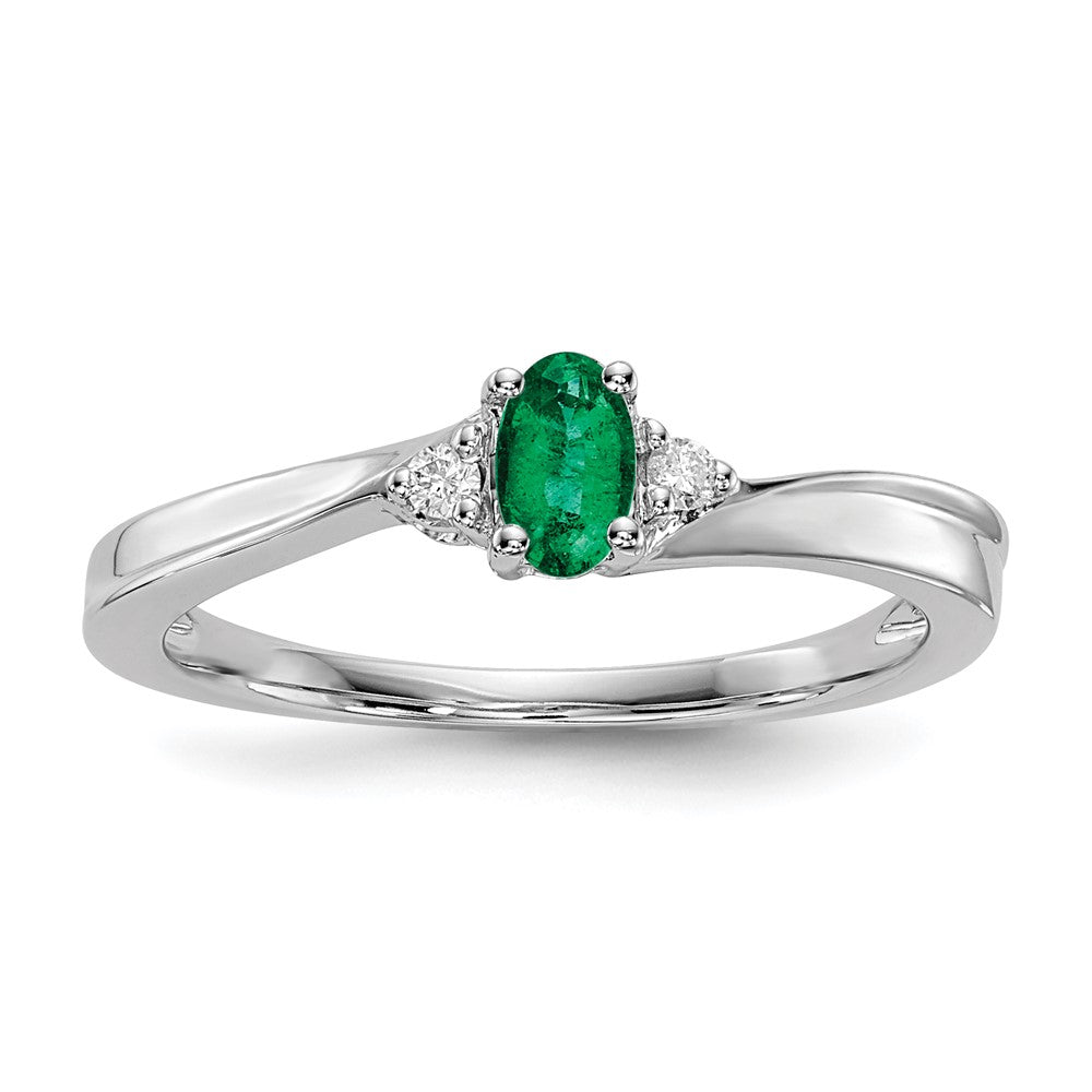 Sterlingsilber Rhodiniert Erzeugt Smaragd/diamond Geburtsstein Ring