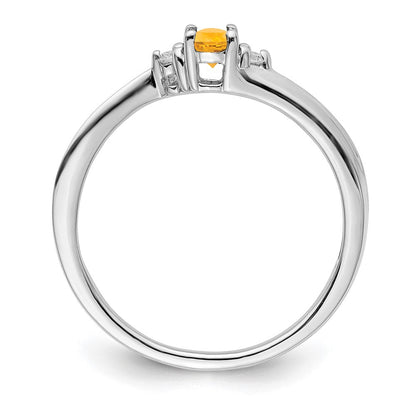 Sterlingsilber Rhodiniert Citrin & Diamant Geburtsstein Ring