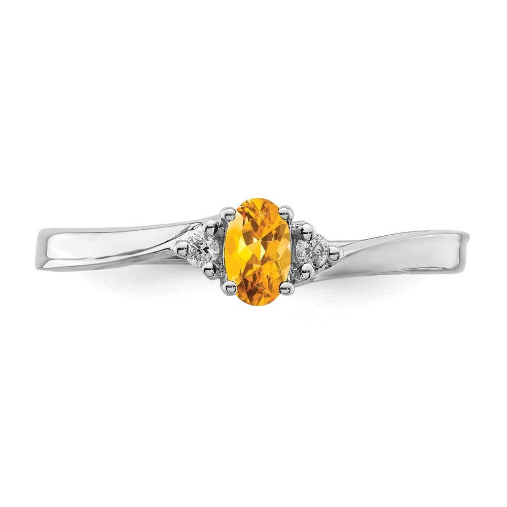 Sterlingsilber Rhodiniert Citrin & Diamant Geburtsstein Ring