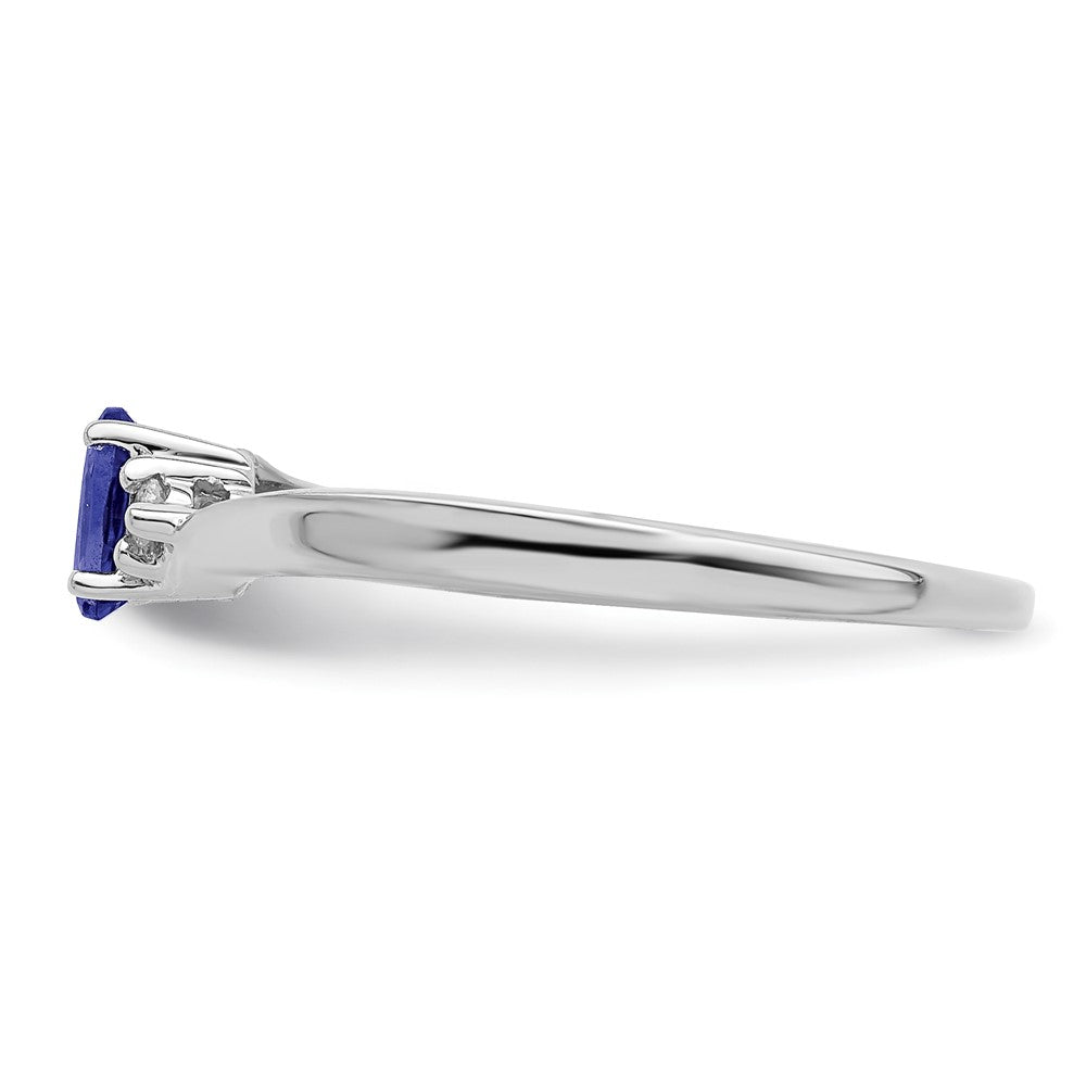Sterlingsilber Rhodium Diamant/created Blau Saphir Geburtsstein Ring