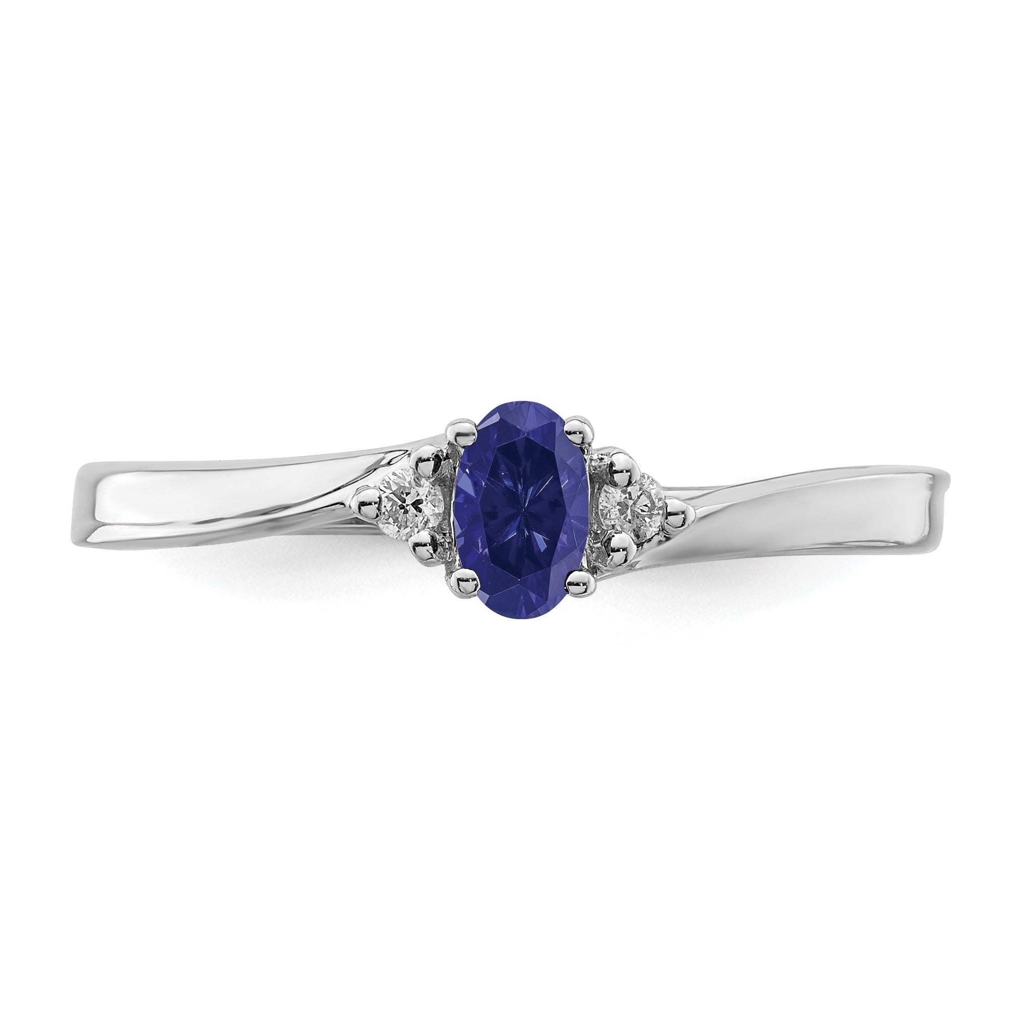 Sterlingsilber Rhodium Diamant/created Blau Saphir Geburtsstein Ring