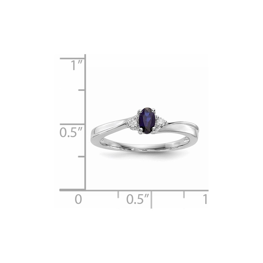 Sterlingsilber Rhodium Diamant/created Blau Saphir Geburtsstein Ring