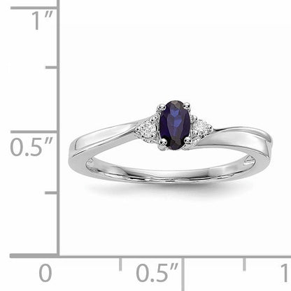 Sterlingsilber Rhodium Diamant/created Blau Saphir Geburtsstein Ring